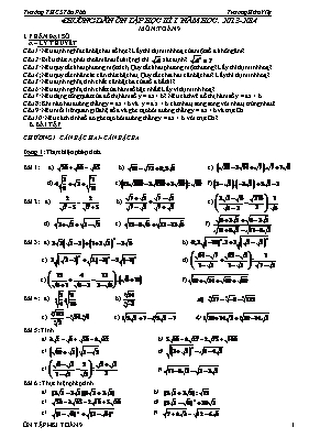 Hướng dẫn ôn tập học kì I năm hoc. 2013 - 2014 môn Toán 9